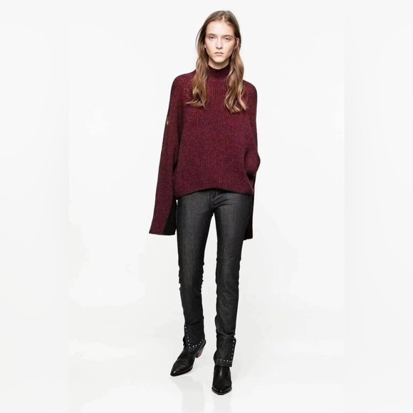 NWT Zadig & Voltaire Lola Dark Red Wool Sweater - Picture 3 of 5